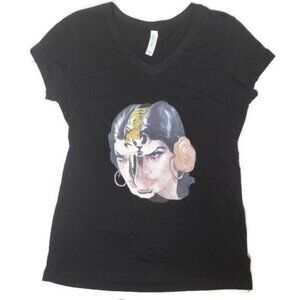 Bella+Canvas Womens V-Neck Graphic Tee With Tiger & Woman Art 2000s y2k medium